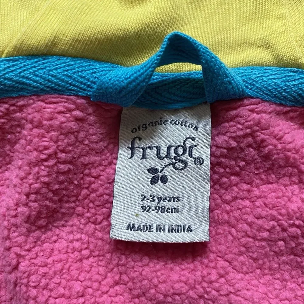 Frugi Toddler Girl 2-3 Switch Carbis Pink Organic Cotton Hoodie Jacket Seashell